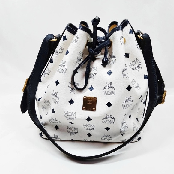 MCM Black and White Logo Shoulder Bag - Picture 1 of 9